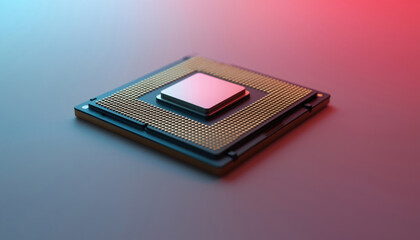 Gold and Silver Processor on Gradient Background: A processor with gold and silver elements on a gradient background, representing luxury and high-performance computing technology.