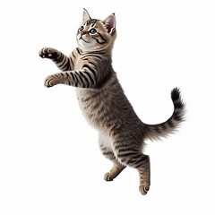 Playful Kitten Leaping - Cute Cat Photo