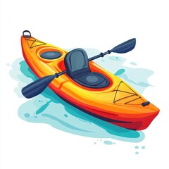 a kayak clipart, water sports vessel, colorful flat design, isolated on white background