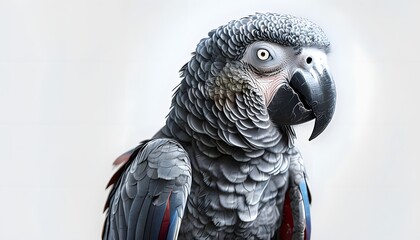 Fototapeta premium African Grey Parrot on a White Background