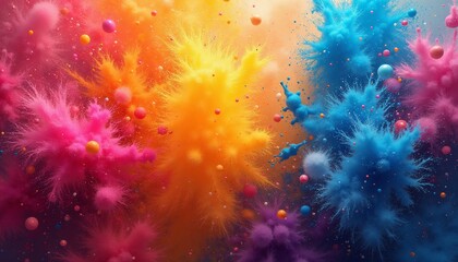 Fototapeta premium Vibrant abstract festive background with colorful splashes and energetic textures creating a joyful atmosphere