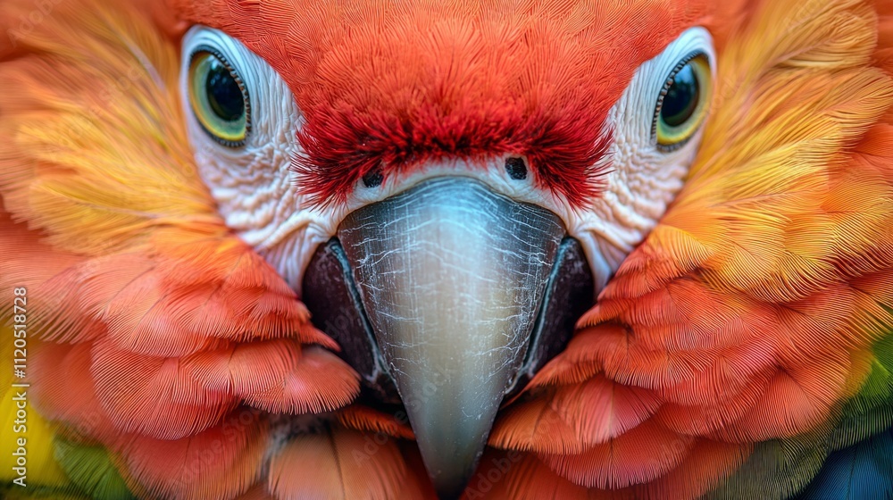 Leinwandbilder captivating colors of a macaw parrot highlight its vivid plumage. the intricate patterns and texture