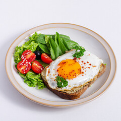 Delicious italian bruschetta in plate 