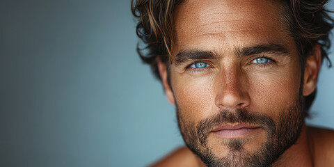 Obraz premium Men's Anti-Aging Skincare Solutions Highlighting Aging Signs in Male Self-Care Products