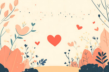 Pink and red gradient Valentine's Day background with minimalistic icons