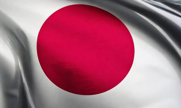 Waving national flag of Japan. Waved highly detailed close-up