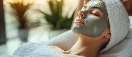 Soothing facial mask application for radiant and rejuvenated skin a woman's journey to healthy complexion