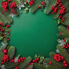 Background festive design with berries and leaves.Generative AI
