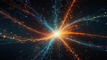 Naklejka premium Quantum superposition concept visualized with dual-state particles