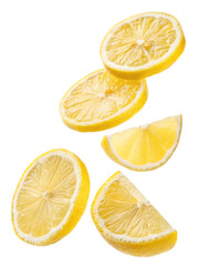 Fototapeta premium Lemon and lime slices isolated on white. 