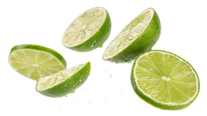 Lemon and lime slices isolated on white. 