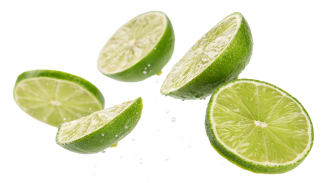 Lemon and lime slices isolated on white. 