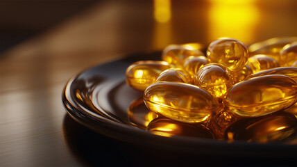 オメガ3フィッシュオイルカプセルのクローズアップ