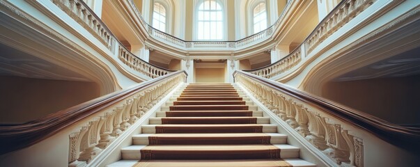 Beautifully crafted staircase as the centerpiece of a new building interior, combining elegance with functionality