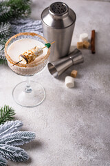 Christmas cocktail with toasted marshmellow