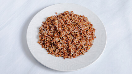 Buckwheat dish plate isolated top view