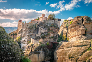 Fototapeta premium The Varlaam Monastery in Meteora, a rock formation in the regional unit of Trikala, in Thessaly, northwestern Greece, hosting one of the most prominent complexes of Eastern Orthodox monasteries.