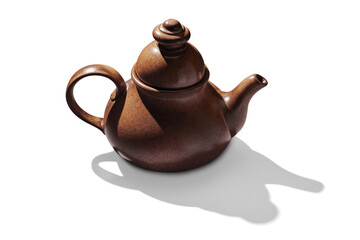 Old vintage tea pot isolated on white background