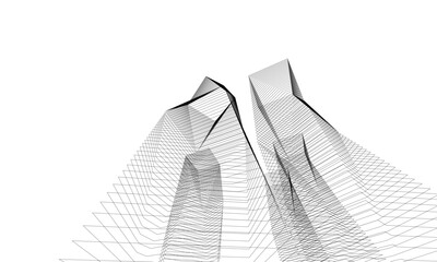 Architectural 3d illustration of a building. Vector drawing