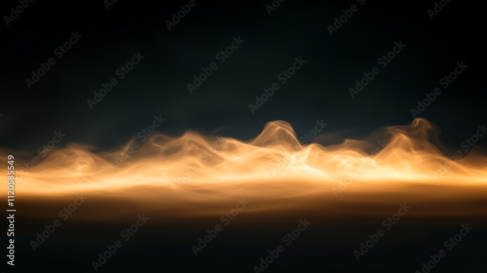 Poster Iridescent smoke swirls in vibrant neon hues, merging into a smooth gradient on a dark backdrop, creating a dreamy and ethereal atmosphere