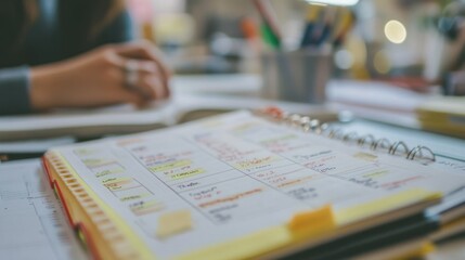 Open Planner Shows Busy Schedule With Notes And Reminders