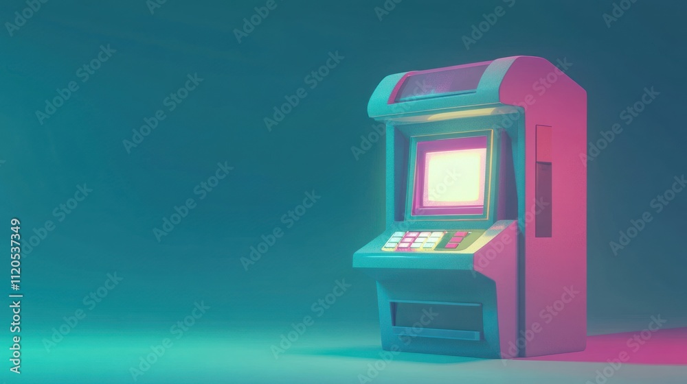 Poster Retro Style Arcade Game Machine Displayed