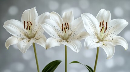 Fototapeta premium Three elegant white lilies.
