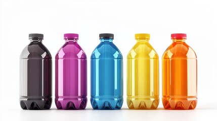 Plastic trash bottles pile isolated on white background