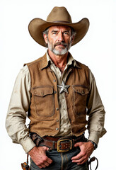 A Wild West sheriff, dressed in classic gear, exudes authority and resilience.

