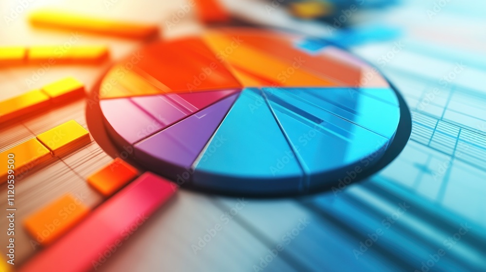 Aufkleber colorful three dimensional pie chart data visualization