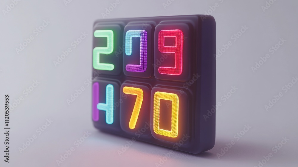 Poster colorful digital display showing two thousand nineteen seventy