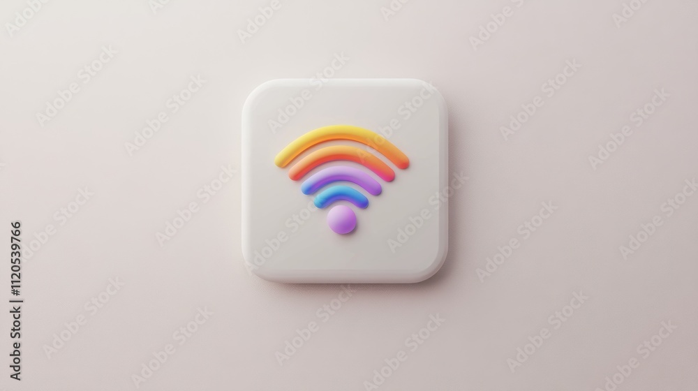 Poster colorful wifi symbol on white square background