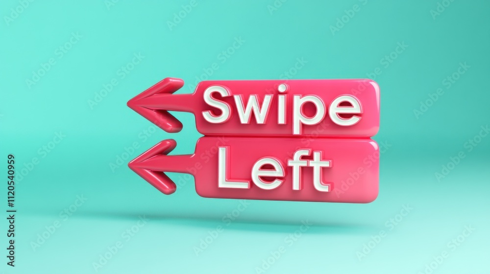 Poster pink swipe left arrows digital interface design