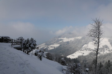 Fototapeta premium A winter landscape near Montreux, Switzerland