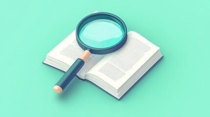 Magnifying Glass on Open Book Examining Text