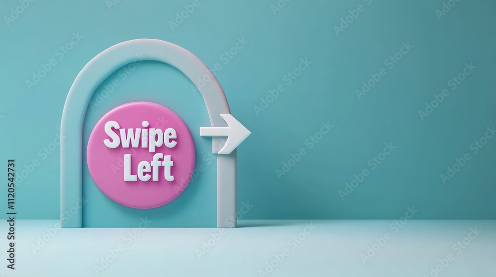 Aufkleber Abstract 3D Render Swipe Left Instruction Graphic