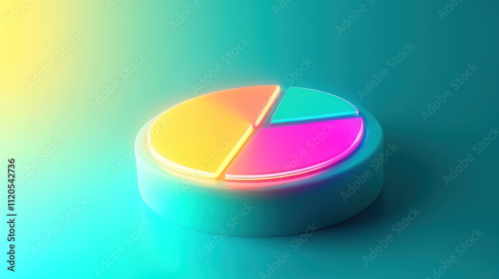 Poster Neon Pie Chart Data Visualization Graphic Design