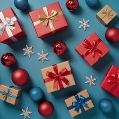 Fototapeta premium gift box for christmas, presenst and boxes, surpise for anniversary, giftboxes on colorful background
