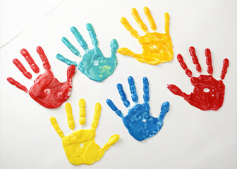hands prints isolated on white background