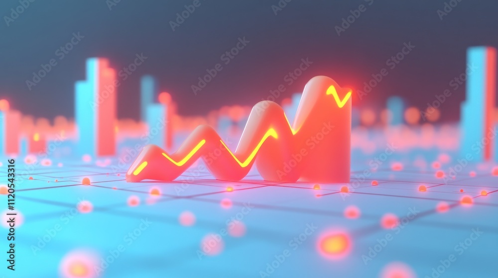 Poster Abstract Neon Graph Showing Upward Trend