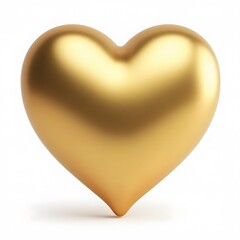 Golden Heart - 3D Gold Heart, Isolated on White Background, PNG