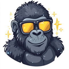 Fototapeta premium A cute gorilla wearing sunglasses. A simple flat cartoon-style illustration. 