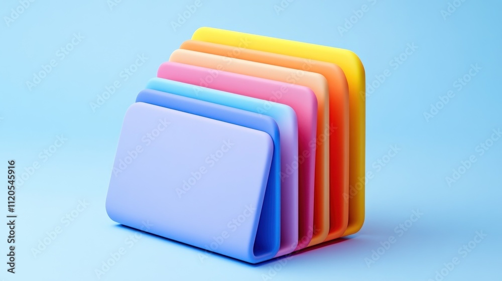 Poster Colorful Folded Paper Sheets Arranged in a Stack