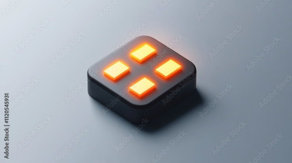 Poster Illuminated Square App Icon with Four Glowing Blocks