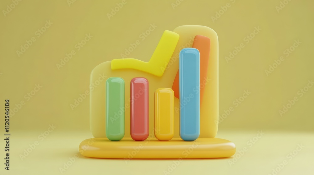 Poster colorful abstract bar graph representing growth