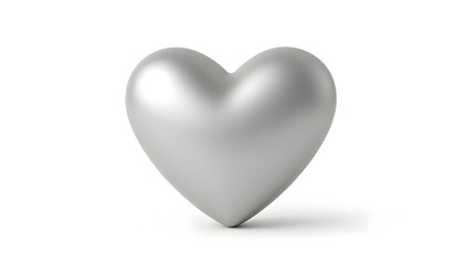 3D render of a metallic silver heart with a brushed texture, isolated on a white background, with highlights accentuating its shape create with ai 