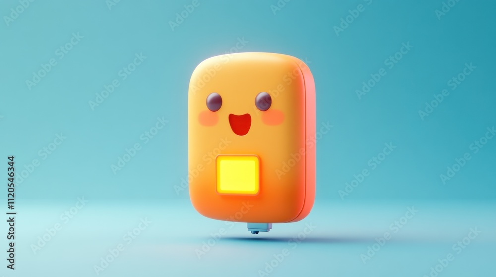Poster happy orange device with illuminated square