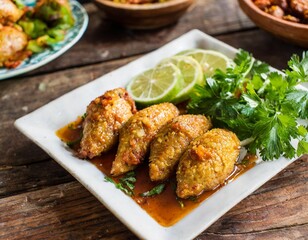 Fototapeta premium Traditional Middle Eastern Recipes Captured in Rustic and Cultural Food Photography