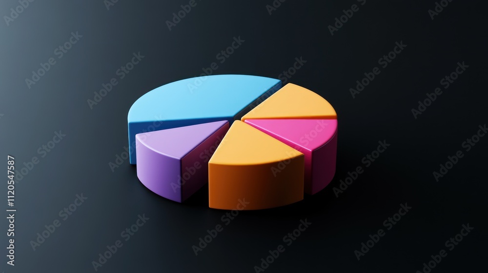 Poster Colorful Three Dimensional Pie Chart Data Representation