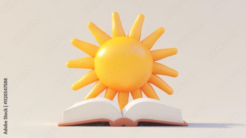 Poster a cheerful sun shines above an open book